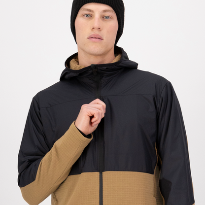 Mons Royale (Sample) - Men's Offgrid Merino Fleece Wind Jacket - Black/Toffee