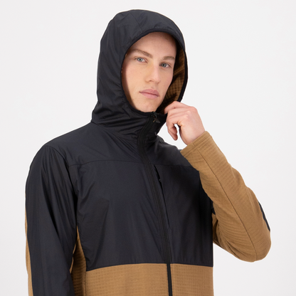Mons Royale (Sample) - Men's Offgrid Merino Fleece Wind Jacket - Black/Toffee