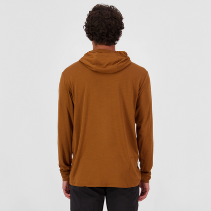 Mons Royale (Sample) - Men's Pivot Merino Long Sleeve Hood - Caramel - Futureproof.life