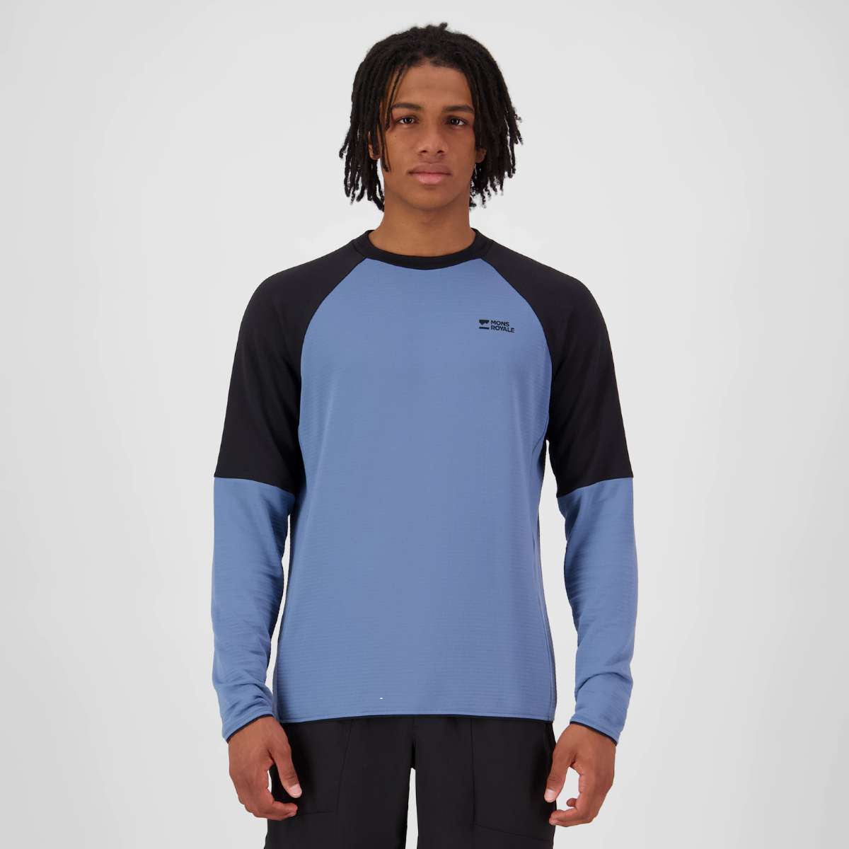 Mons Royale (Sample) - Men's Quad Merino Fleece Pullover - Horizon Blue/Black