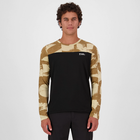 Mons Royale (Sample) - Men's Diversion Merino Bike Jersey Long Sleeve - MR Grunge/Black