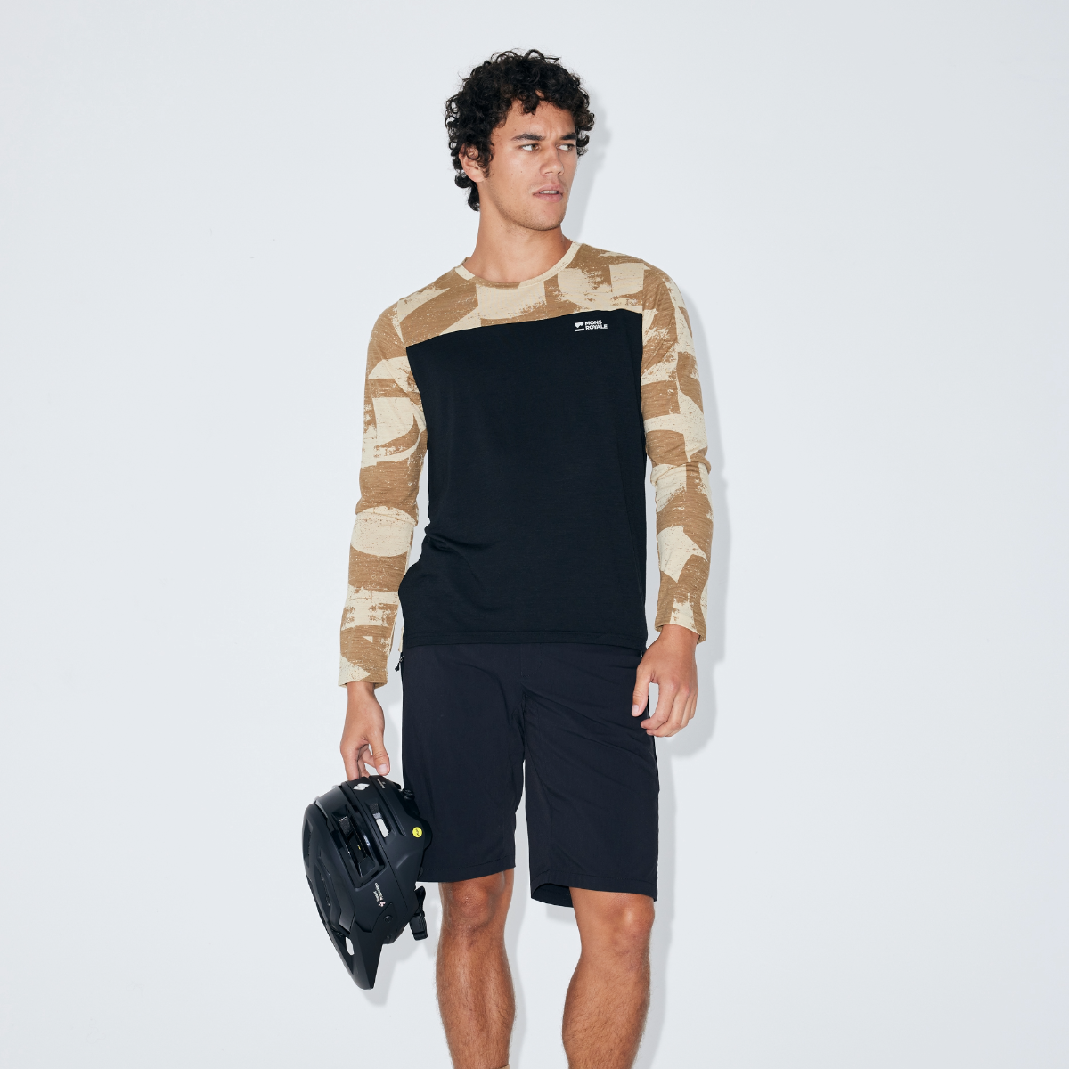 Mons Royale (Sample) - Men's Diversion Merino Bike Jersey Long Sleeve - MR Grunge/Black - Futureproof.life
