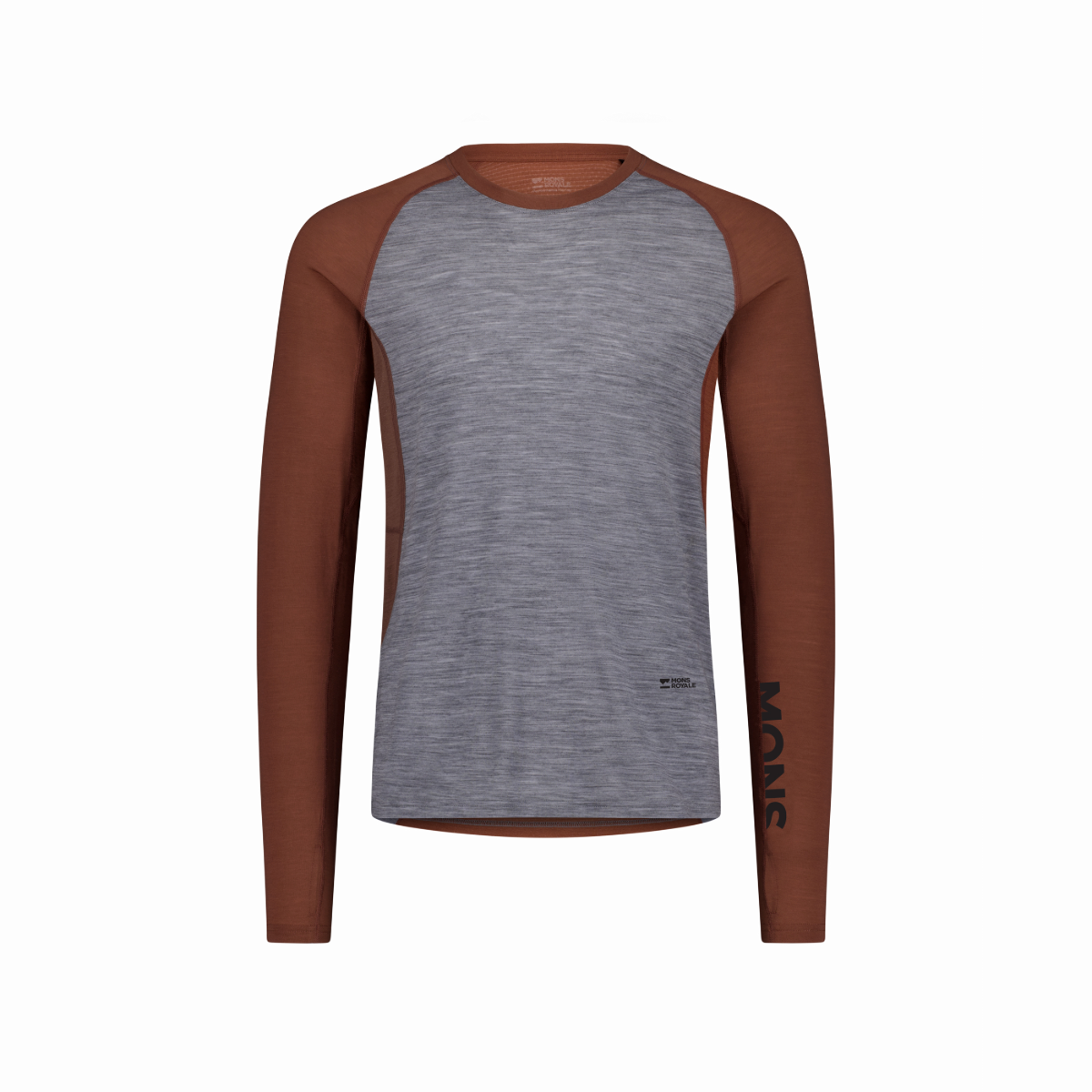 Mons Royale (Sample) - Men's Temple Merino Long Sleeve - Cinnamon/Grey Heather - Futureproof.life