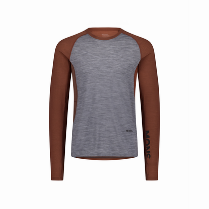 Mons Royale (Sample) - Men's Temple Merino Long Sleeve - Cinnamon/Grey Heather - Futureproof.life