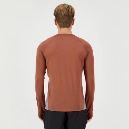 Mons Royale (Sample) - Men's Temple Merino Long Sleeve - Cinnamon/Grey Heather - Futureproof.life