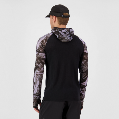 Mons Royale (Sample) - Men's Temple Merino Long Sleeve Hood - Rock Camo/Black - Futureproof.life