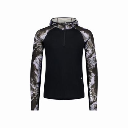 Mons Royale (Sample) - Men's Temple Merino Long Sleeve Hood - Rock Camo/Black - Futureproof.life