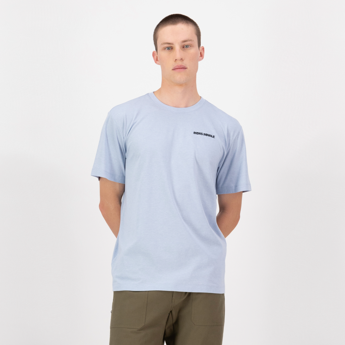 Mons Royale (Sample) - Men's Yonder Merino Organic Cotton T-Shirt - Frost - Futureproof.life