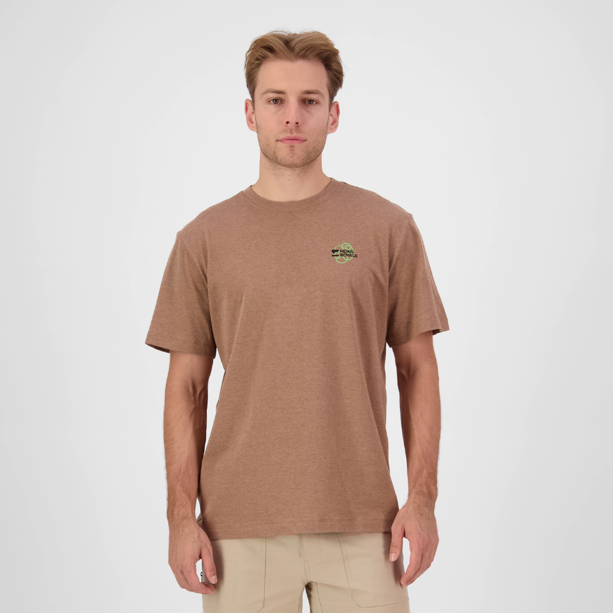 Mons Royale (Sample) - Men's Yonder Merino Organic Cotton T-Shirt - Mocha - Futureproof.life