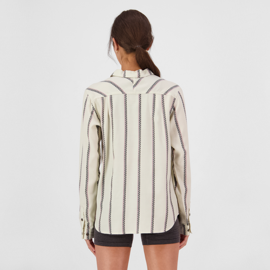 Mons Royale (Sample) - Women's AT Merino Long Sleeve Shirt - Bone Stripe