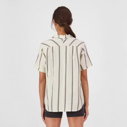 Mons Royale (Sample) - Women's AT Merino Short Sleeve Shirt - Bone Stripe