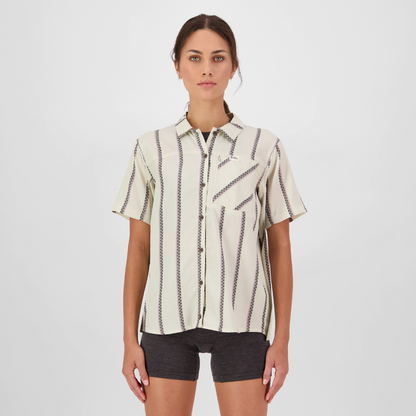 Mons Royale (Sample) - Women's AT Merino Short Sleeve Shirt - Bone Stripe