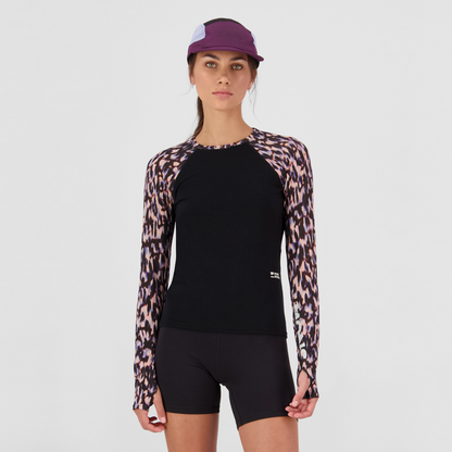 Mons Royale - Women's Bella Merino Long Sleeve - Rock Leopard/Black