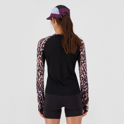 Mons Royale - Women's Bella Merino Long Sleeve - Rock Leopard/Black