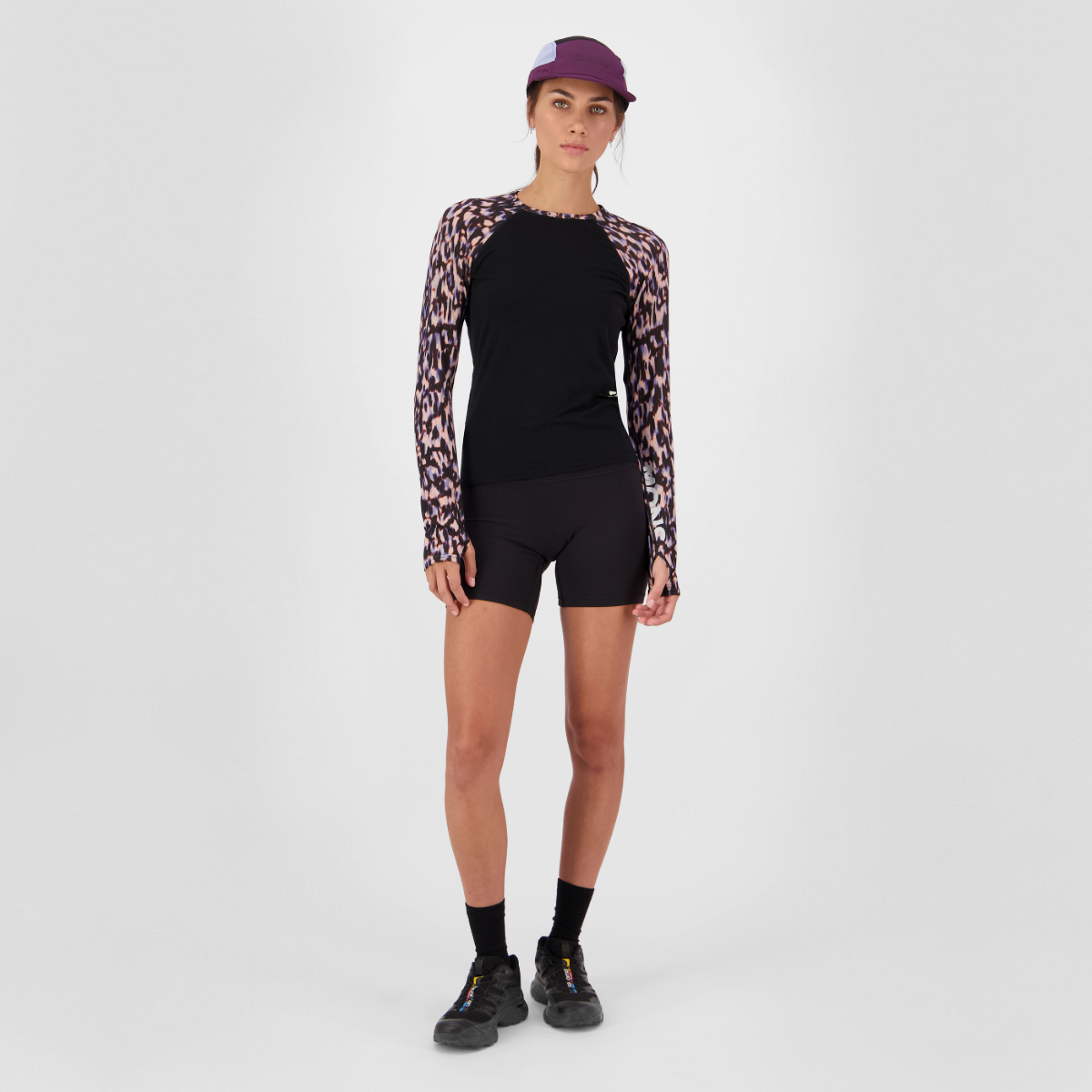 Mons Royale - Women's Bella Merino Long Sleeve - Rock Leopard/Black