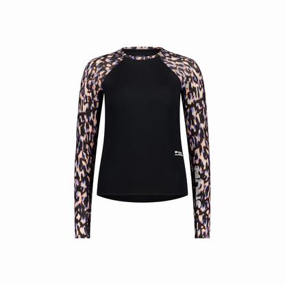 Mons Royale - Women's Bella Merino Long Sleeve - Rock Leopard/Black