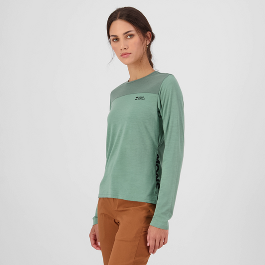 Mons Royale (Sample) - Women's Diversion Merino Bike Jersey Long Sleeve - Thyme/Cypress