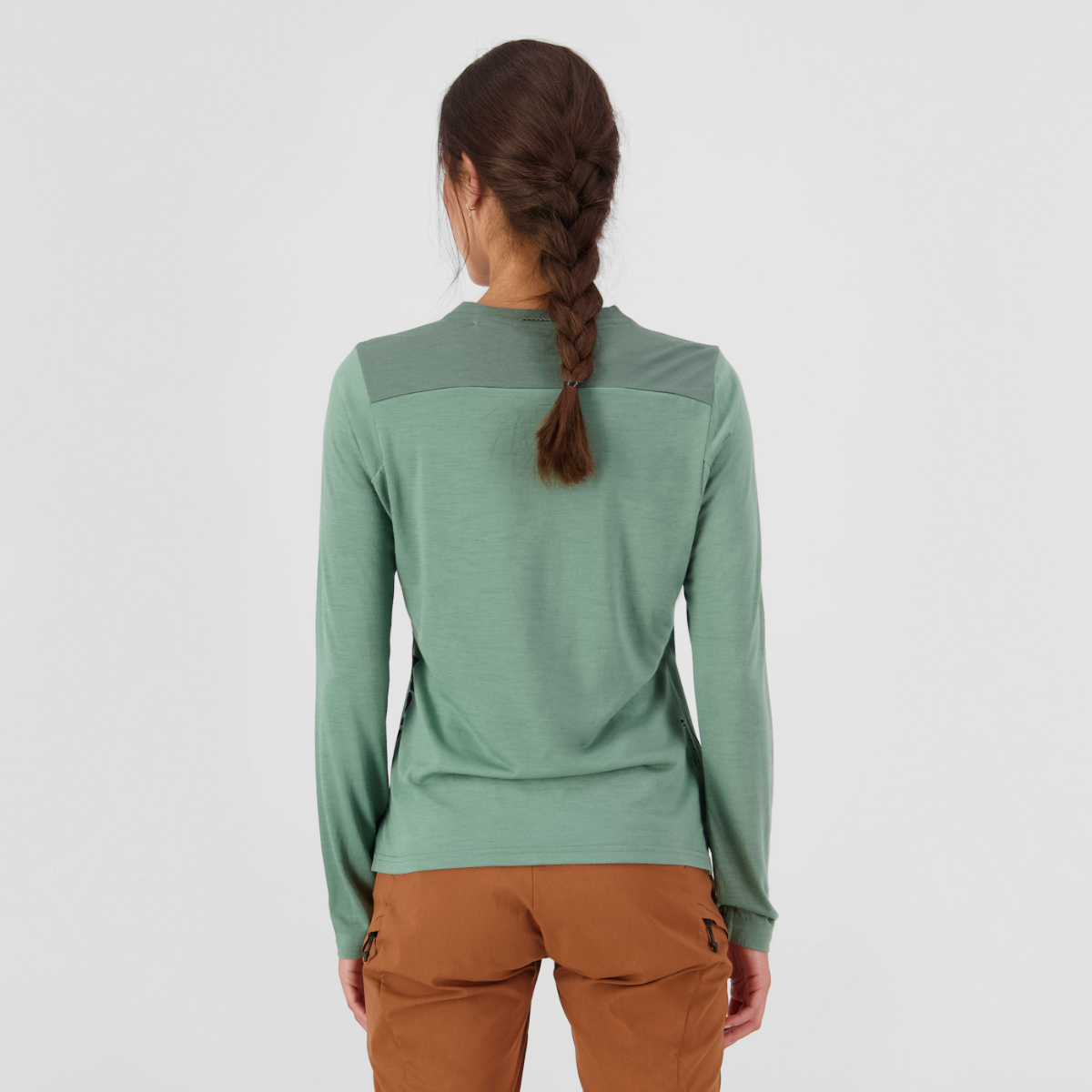 Mons Royale (Sample) - Women's Diversion Merino Bike Jersey Long Sleeve - Thyme/Cypress