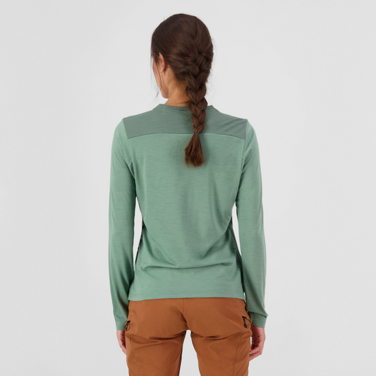 Mons Royale (Sample) - Women's Diversion Merino Bike Jersey Long Sleeve - Thyme/Cypress