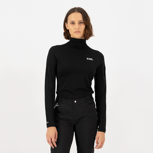 Mons Royale (Sample) - Women's Diversion Merino Mock Neck Long Sleeve - Black