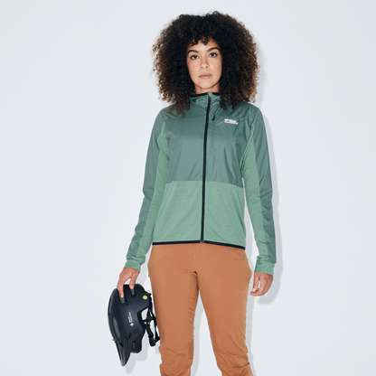Mons Royale (Sample) - Women's Diversion Merino Wind Jacket - Thyme/Cypress - Futureproof.life