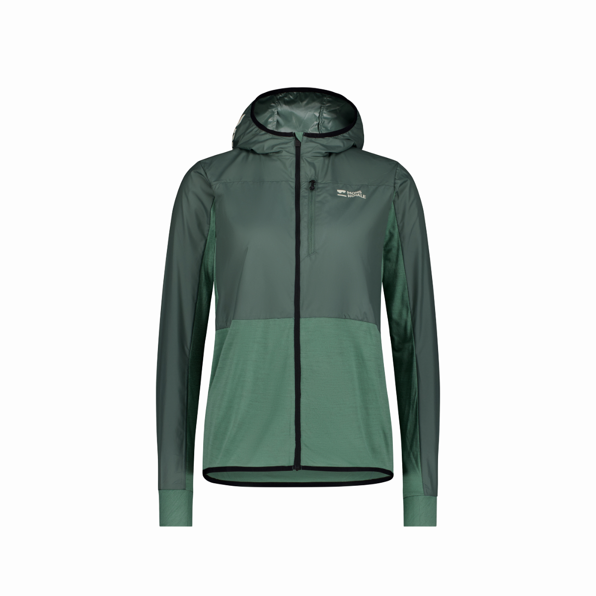 Mons Royale (Sample) - Women's Diversion Merino Wind Jacket - Thyme/Cypress - Futureproof.life