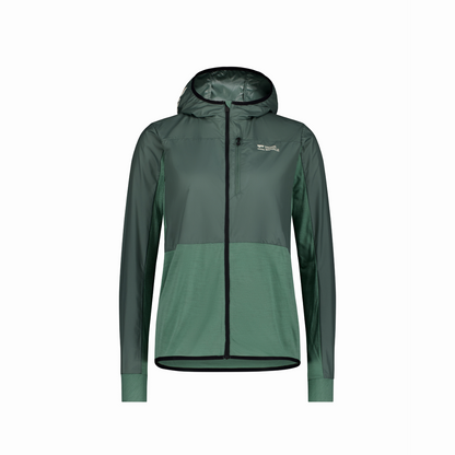 Mons Royale (Sample) - Women's Diversion Merino Wind Jacket - Thyme/Cypress - Futureproof.life