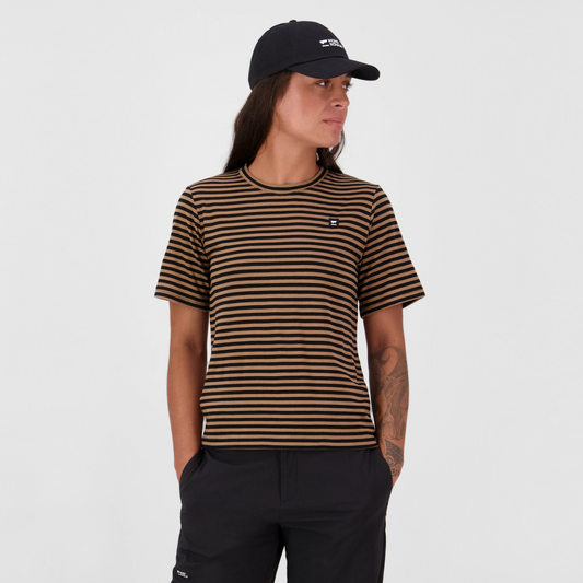 Mons Royale - Women's Icon Merino T-Shirt - MR Stripe Toffee