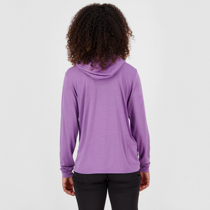 Mons Royale (Sample) - Women's Pivot Merino Long Sleeve Hood - Bloom - Futureproof.life