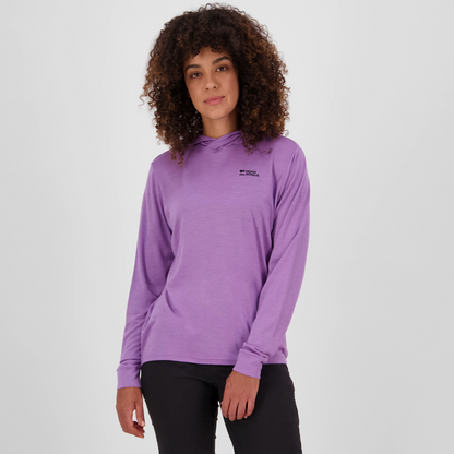 Mons Royale (Sample) - Women's Pivot Merino Long Sleeve Hood - Bloom - Futureproof.life