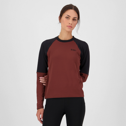 Mons Royale (Sample) - Women's Quad Merino Fleece Pullover - Sable/Black