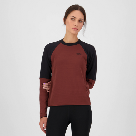 Mons Royale (Sample) - Women's Quad Merino Fleece Pullover - Sable/Black