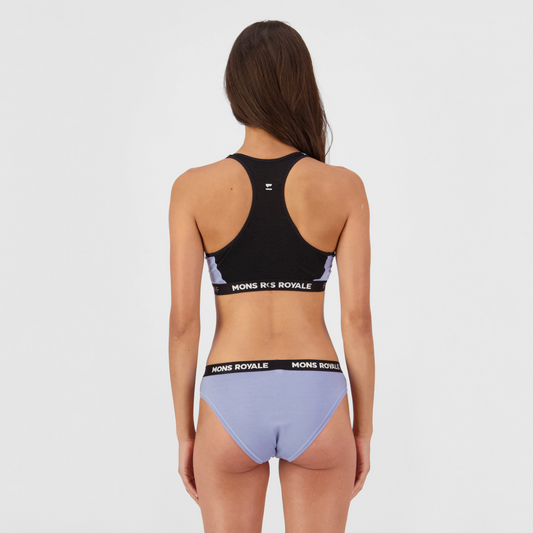 Mons Royale (Sample) - Women's Sierra Merino Sports Bra - Skyline/Black