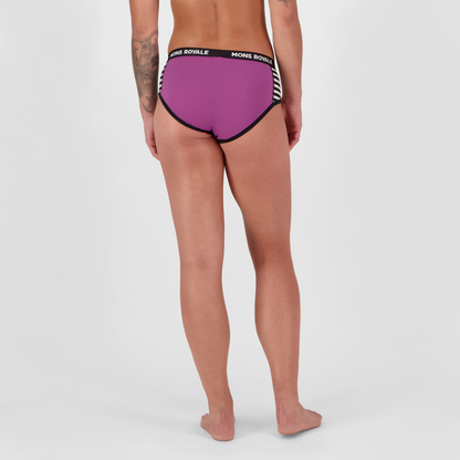 Mons Royale (Sample) - Women's Sylvia Merino Boyleg - Purple Bolt/MR Stripe - Futureproof.life