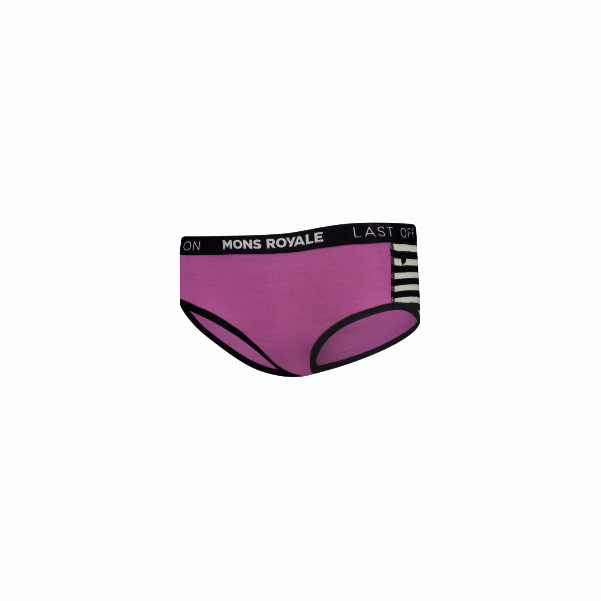 Mons Royale (Sample) - Women's Sylvia Merino Boyleg - Purple Bolt/MR Stripe