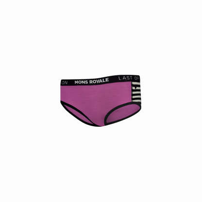 Mons Royale (Sample) - Women's Sylvia Merino Boyleg - Purple Bolt/MR Stripe - Futureproof.life