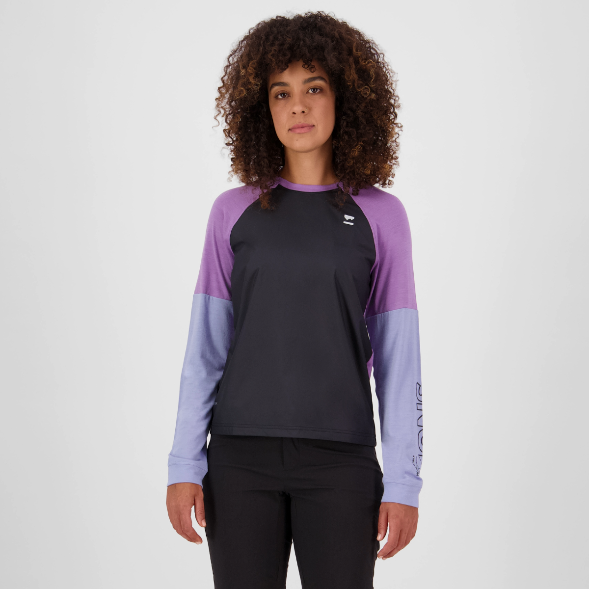Mons Royale (Sample) - Women's Tarn Merino Bike Wind Jersey - Skyline/Bloom/Black