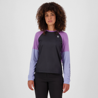 Mons Royale (Sample) - Women's Tarn Merino Bike Wind Jersey - Skyline/Bloom/Black