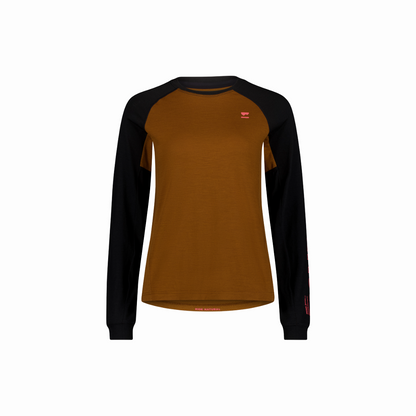 Mons Royale (Sample) - Women's Tarn Merino Long Sleeve - Caramel/Black - Futureproof.life
