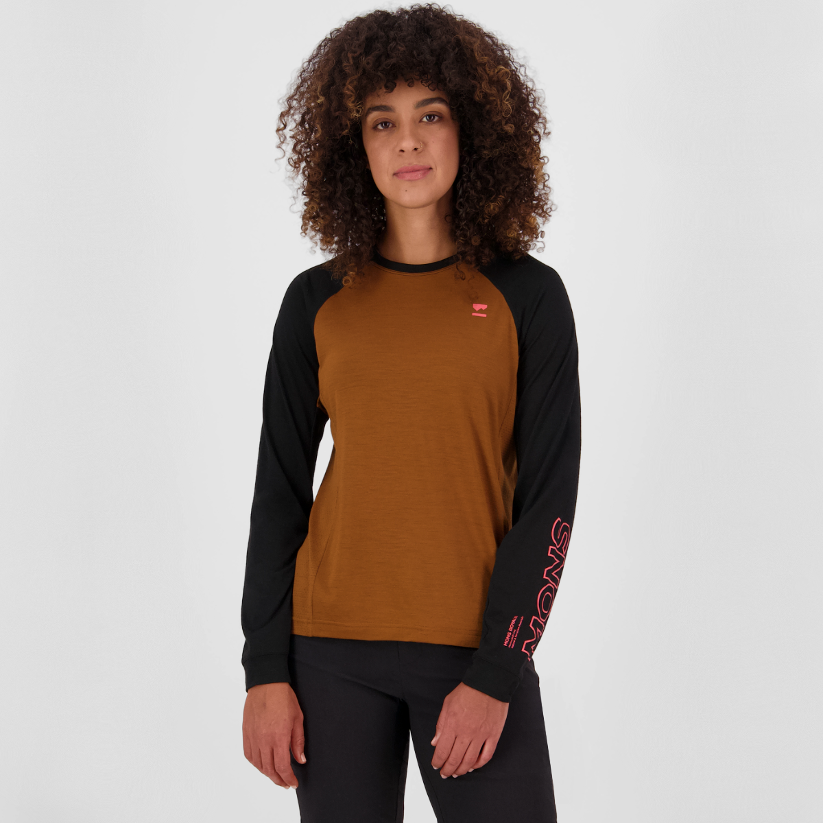 Mons Royale (Sample) - Women's Tarn Merino Long Sleeve - Caramel/Black