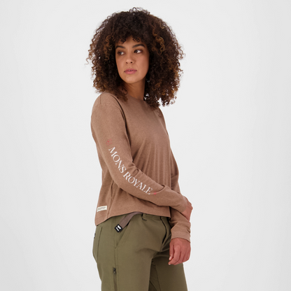 Mons Royale (Sample) - Women's Yonder Merino Organic Cotton Long Sleeve - Mocha