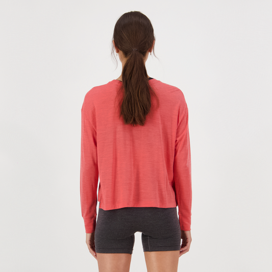 Mons Royale (Sample) - Women's Zephyr Merino Tencel Boxy Long Sleeve - Watermelon