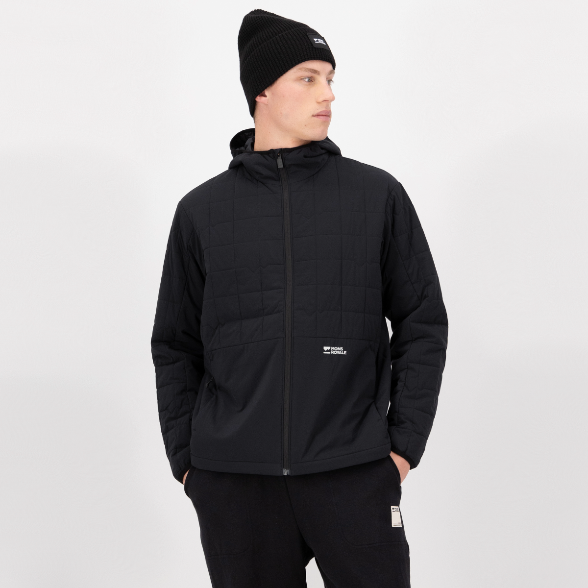 Mons Royale - Men's Canyon Merino Insulated Hooded Jacket - Black - Futureproof.life