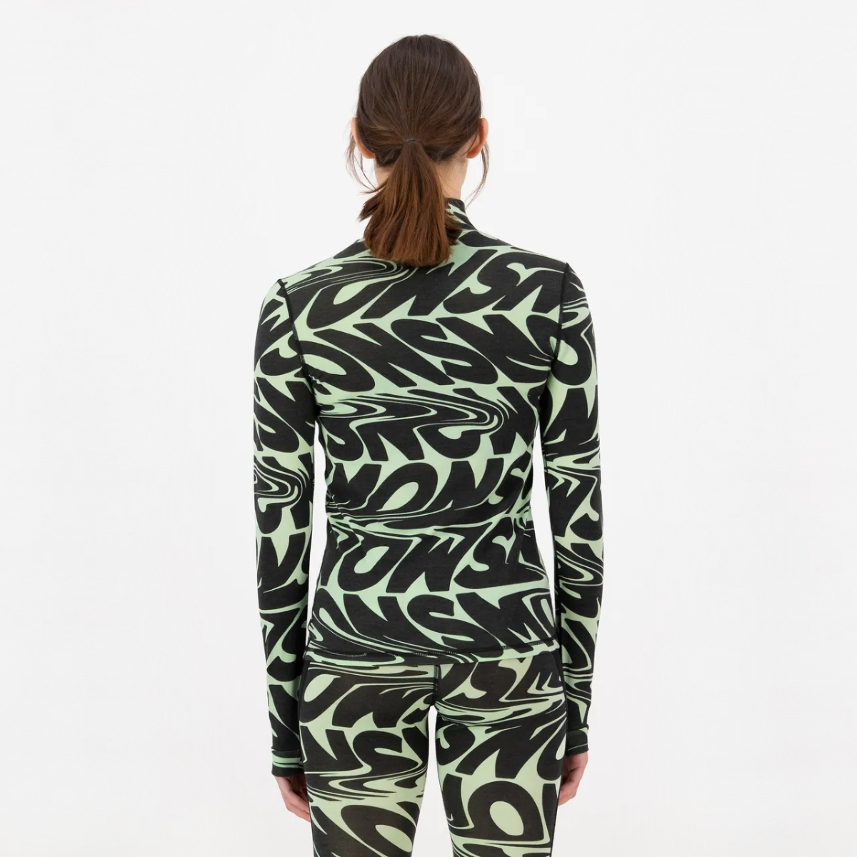 Mons Royale - Women's Cascade Merino Base Layer Mock Neck Long Sleeve - Signal Lost Matcha