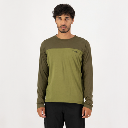 Mons Royale - Men's Diversion Merino Bike Jersey Long Sleeve - Fern/Olive - Futureproof.life