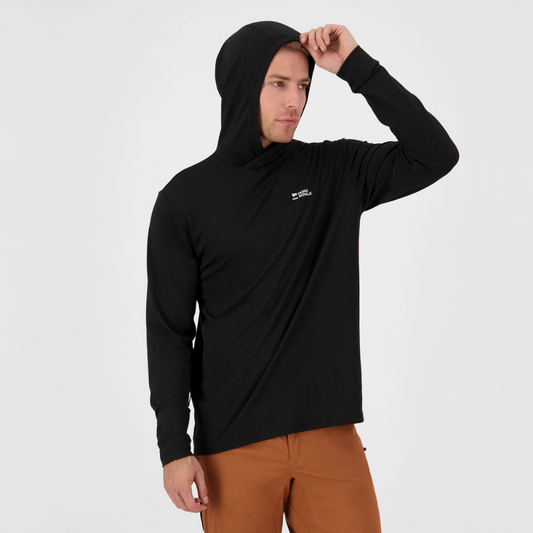 Mons Royale (Sample) - Men's Pivot Merino Long Sleeve Hood - Black - Futureproof.life