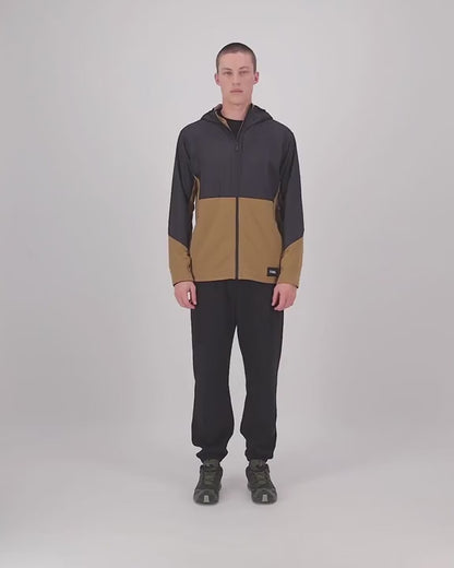 Mons Royale (Sample) - Men's Offgrid Merino Fleece Wind Jacket - Black/Toffee