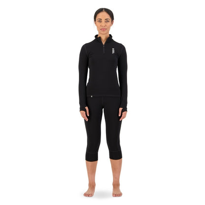 Mons Royale - Women's Cascade Merino Flex 200 3/4 Legging - Black - Futureproof.life