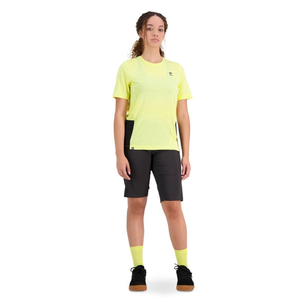 Mons Royale Women's Tarn Merino Shift Tee - Black / Limelight