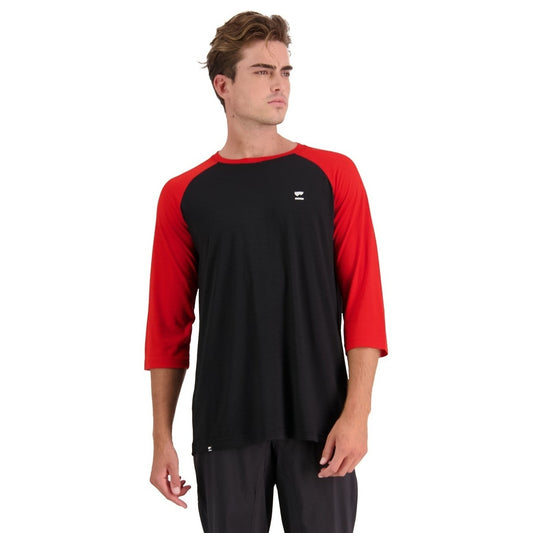 Mons Royale (Sample) - Men's Tarn Merino Shift Raglan 3/4 - Retro Red/Black